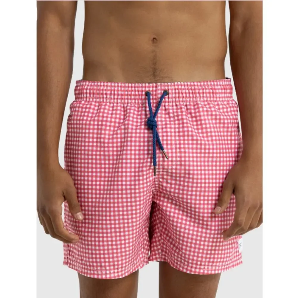 ORTC 2-Piece Short Set - Red & Blue Checkered Swim Shorts - Size L/34